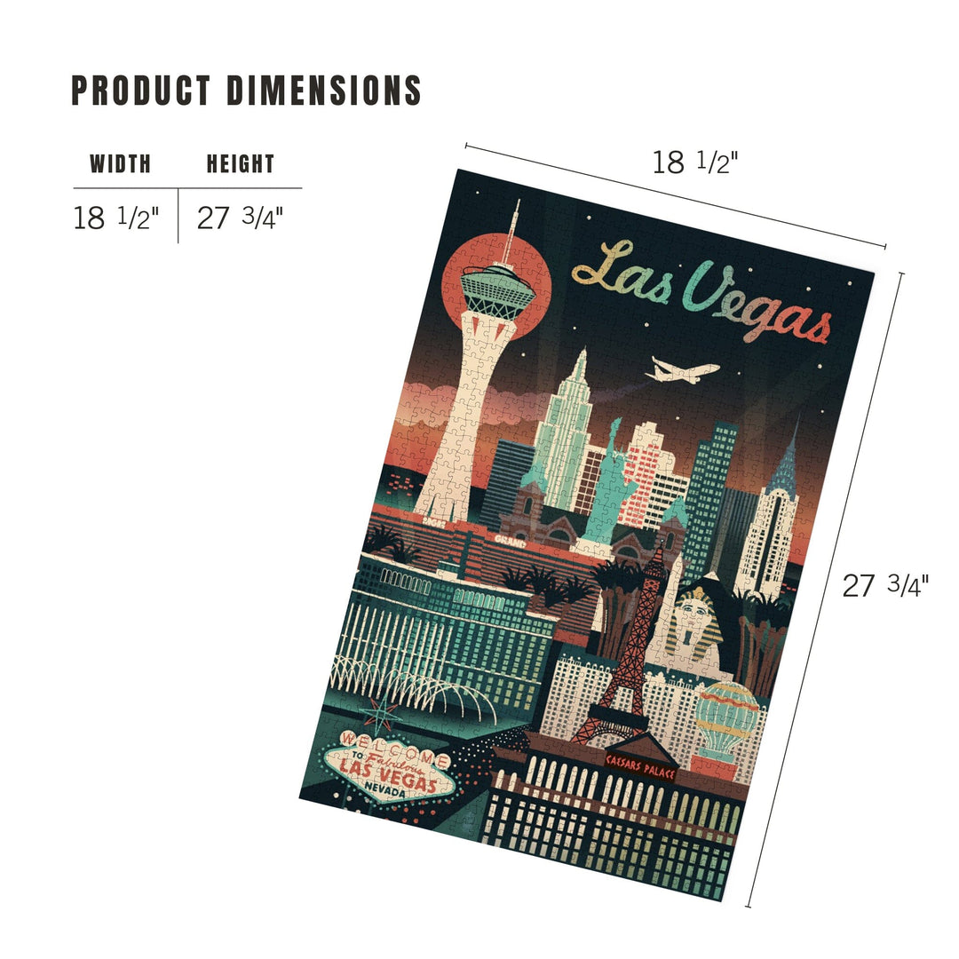 Las Vegas, Nevada, Retro Skyline Chromatic Series, Jigsaw Puzzle - Lantern Press