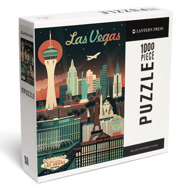 Las Vegas, Nevada, Retro Skyline Chromatic Series, Jigsaw Puzzle - Lantern Press