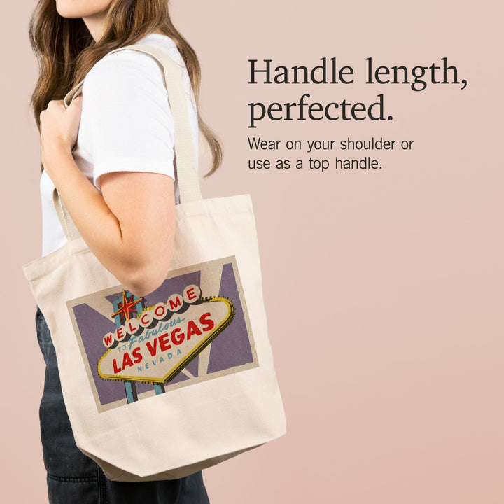 Las Vegas, Nevada, Welcome Sign Woodblock, Tote Bag Totes Lantern Press 