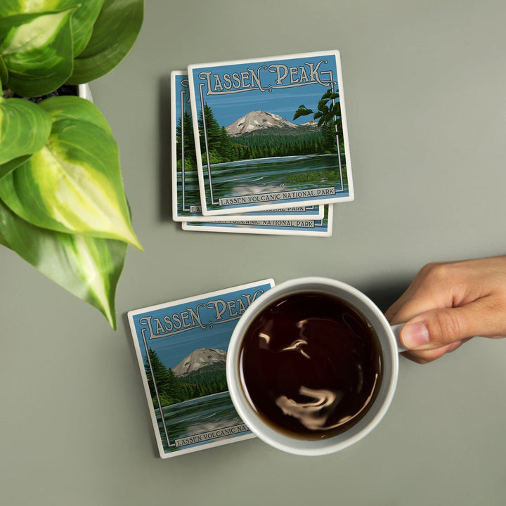 Lassen Peak and Manzanita Lake, California, Coasters Coasters Lantern Press 