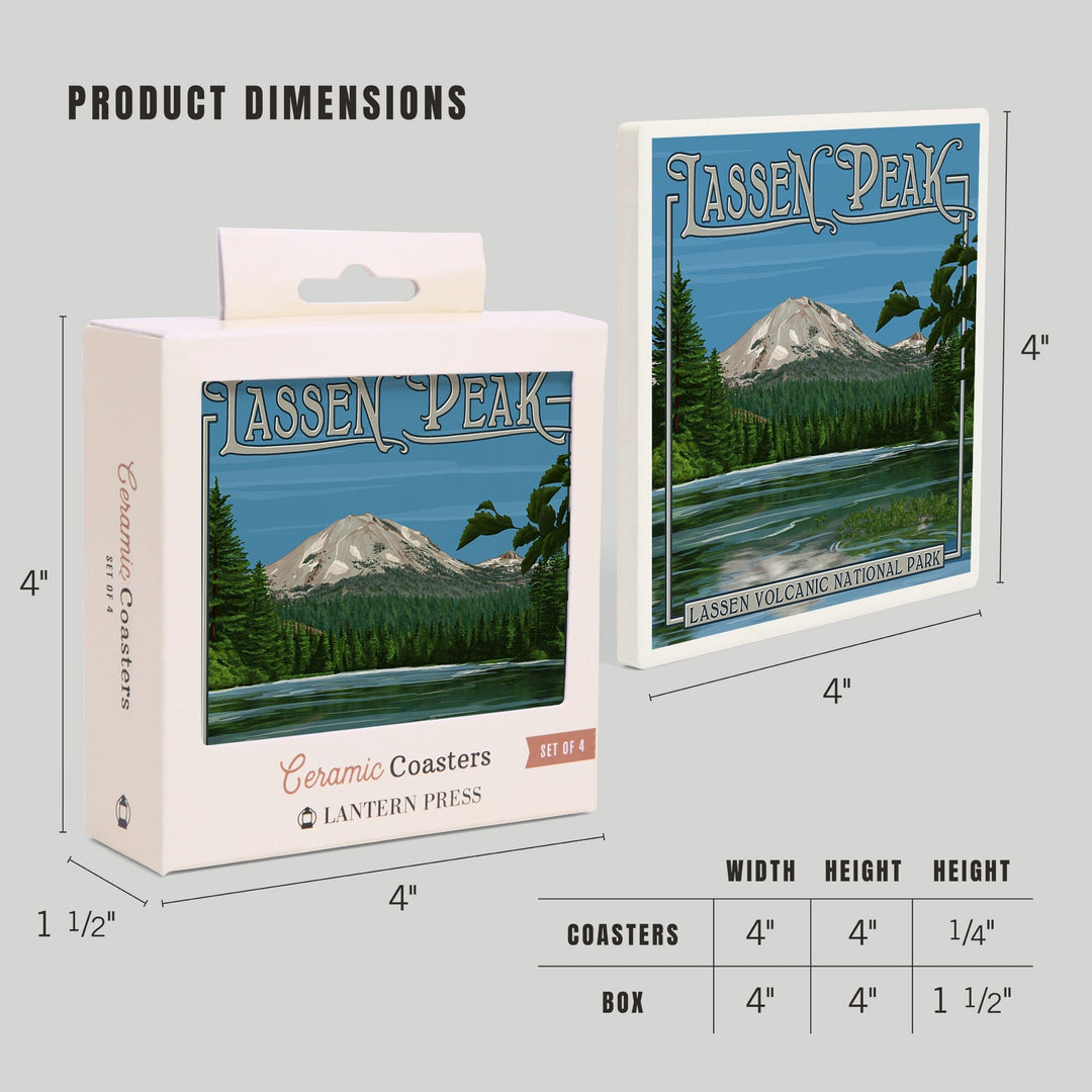 Lassen Peak and Manzanita Lake, California, Coasters Coasters Lantern Press 