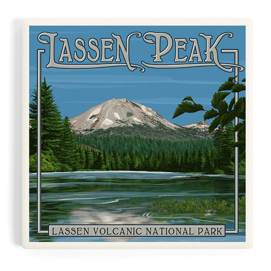 Lassen Peak and Manzanita Lake, California, Coasters Coasters Lantern Press 