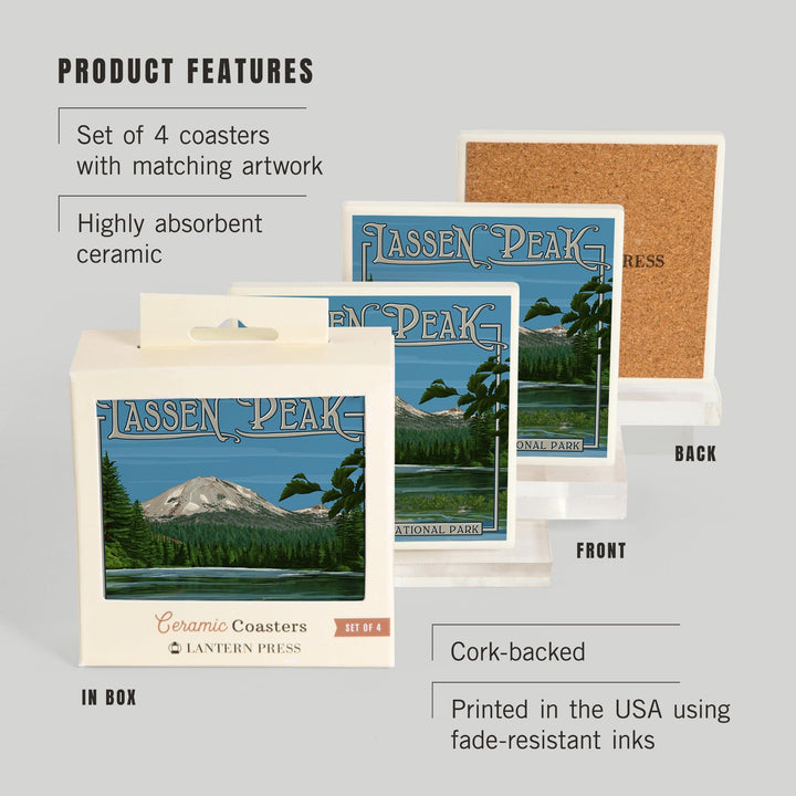 Lassen Peak and Manzanita Lake, California, Coasters Coasters Lantern Press 