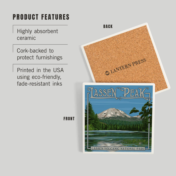Lassen Peak and Manzanita Lake, California, Coasters Coasters Lantern Press 