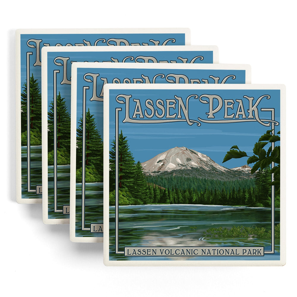 Lassen Peak and Manzanita Lake, California, Coasters Coasters Lantern Press 