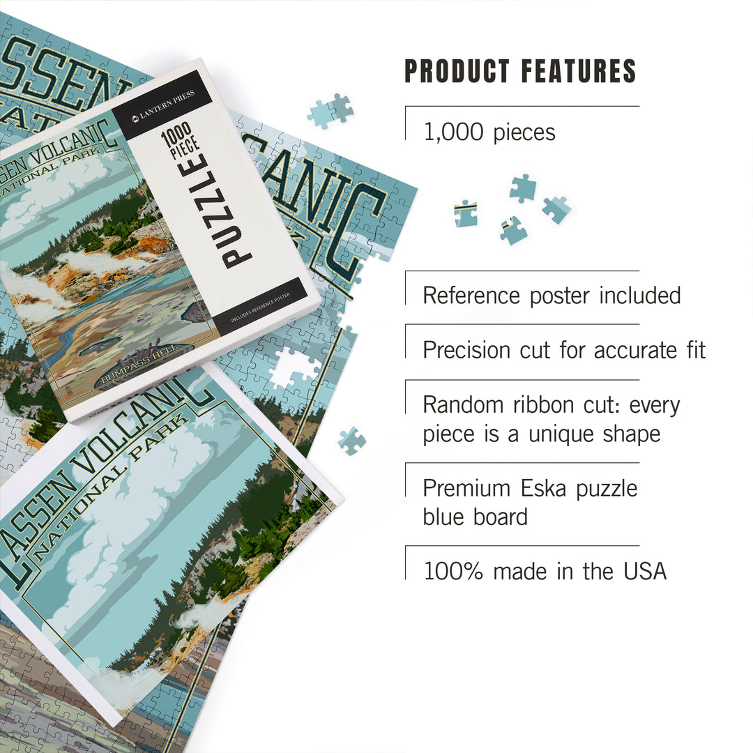 Lassen Volcanic National Park, California, Bumpass Hell Scene, Jigsaw Puzzle Puzzle Lantern Press 