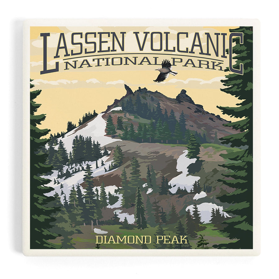 Lassen Volcanic National Park, California, Diamond Peak, Coasters Coasters Lantern Press 