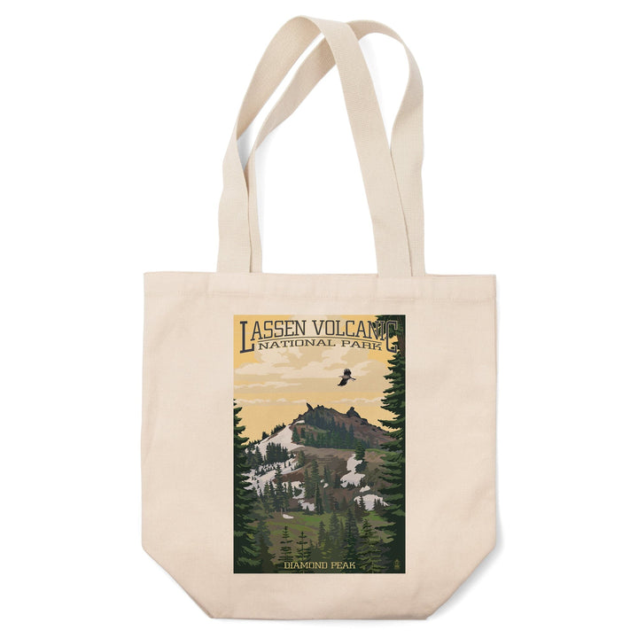 Lassen Volcanic National Park, California, Diamond Peak, Lantern Press Artwork, Tote Bag Totes Lantern Press 