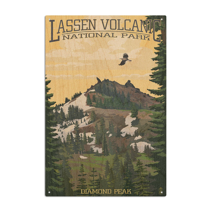 Lassen Volcanic National Park, California, Diamond Peak, Lantern Press Artwork, Wood Signs and Postcards Wood Lantern Press 10 x 15 Wood Sign 