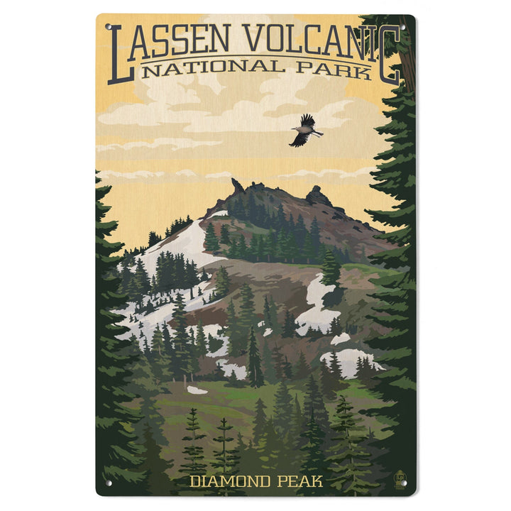 Lassen Volcanic National Park, California, Diamond Peak, Lantern Press Artwork, Wood Signs and Postcards Wood Lantern Press 