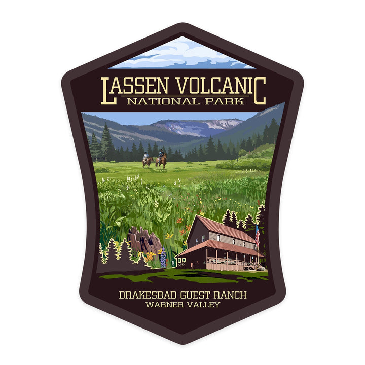 Lassen Volcanic National Park, California, Drakesbad Valley, Contour, Vinyl Sticker Sticker Lantern Press 