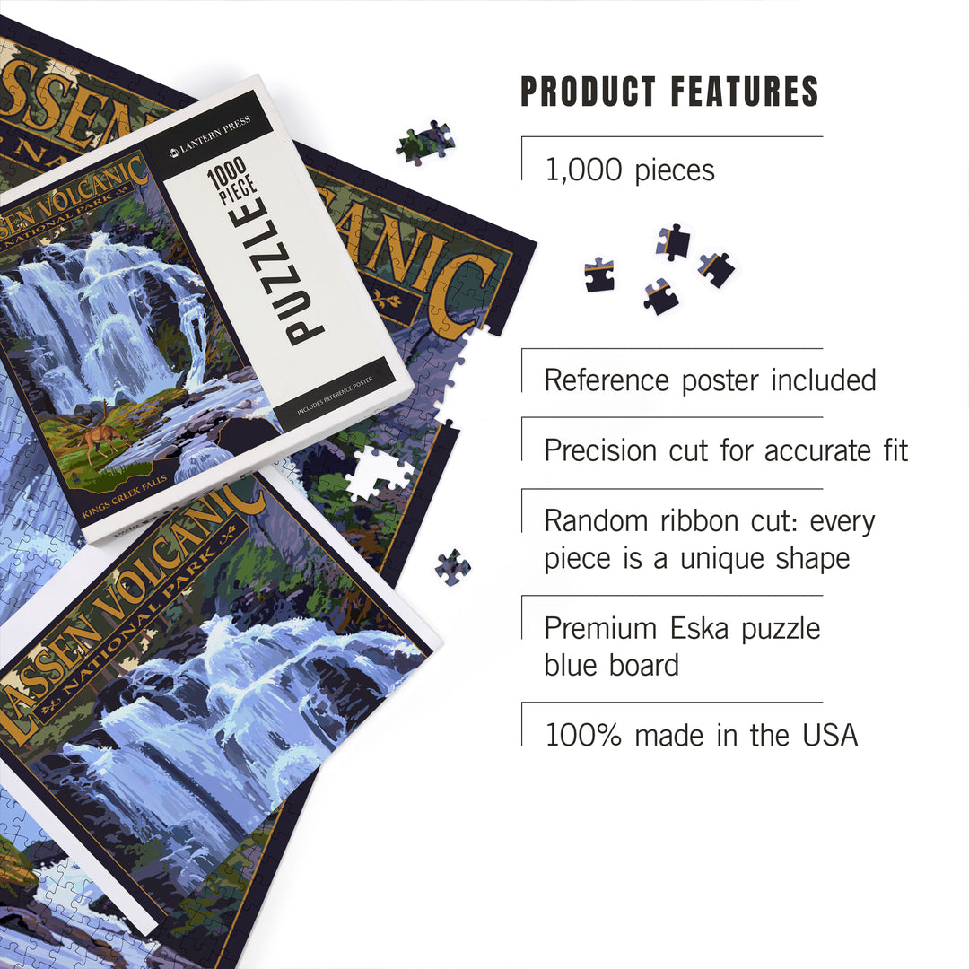 Lassen Volcanic National Park, California, Kings Creek Falls, Jigsaw Puzzle Puzzle Lantern Press 