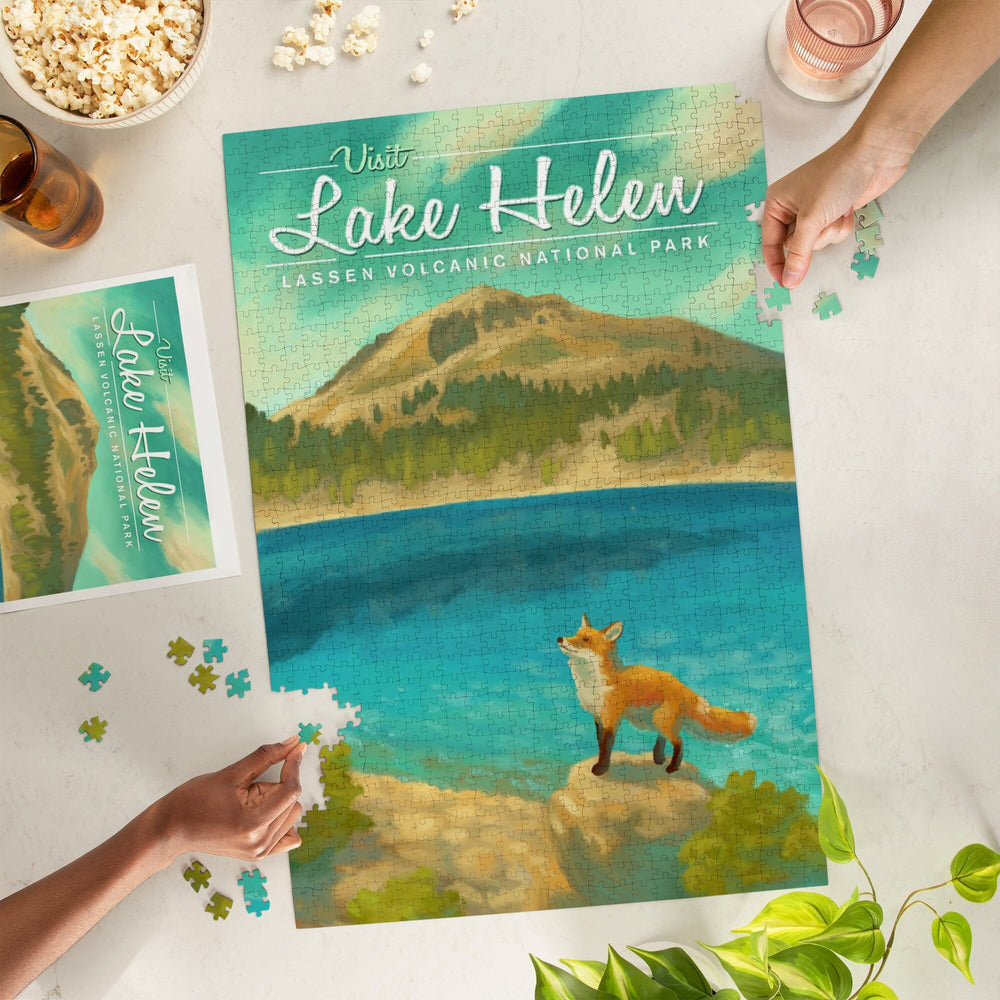 Lassen Volcanic National Park, California, Lake Helen, Oil Painting, Jigsaw Puzzle Puzzle Lantern Press 