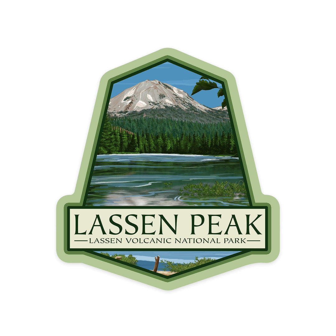 Lassen Volcanic National Park, California, Lassen Peak, Contour, Lantern Press Artwork, Vinyl Sticker Sticker Lantern Press 