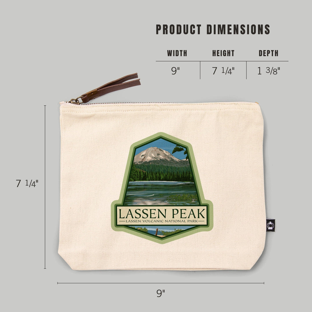 Lassen Volcanic National Park, California, Lassen Peak,, Organic Cotton Zipper Pouch, Go Bag Go Bag Lantern Press 