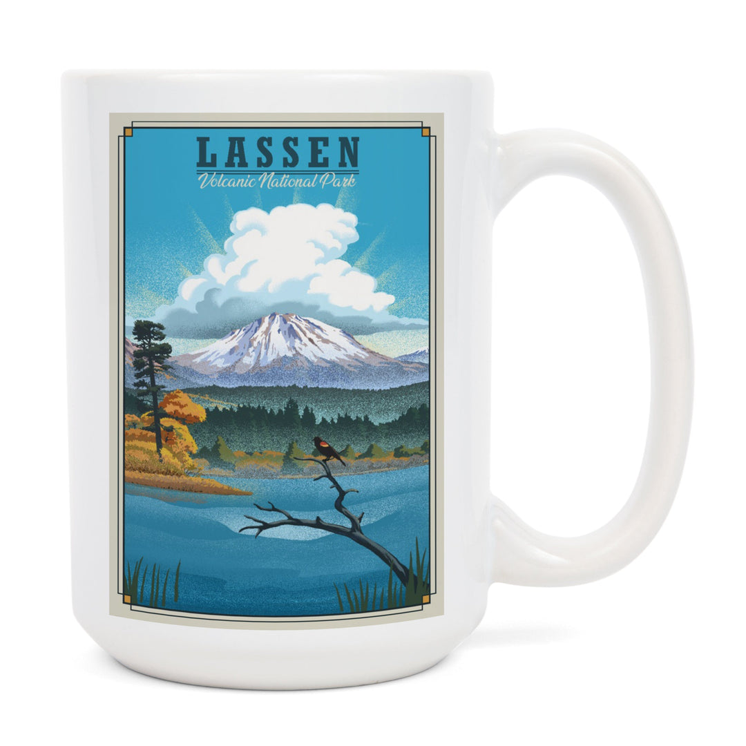 Lassen Volcanic National Park, California, Lithograph National Park Series, Lantern Press Artwork, Ceramic Mug Mugs Lantern Press 