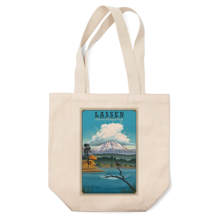 Lassen Volcanic National Park, California, Lithograph National Park Series, Lantern Press Artwork, Tote Bag Totes Lantern Press 