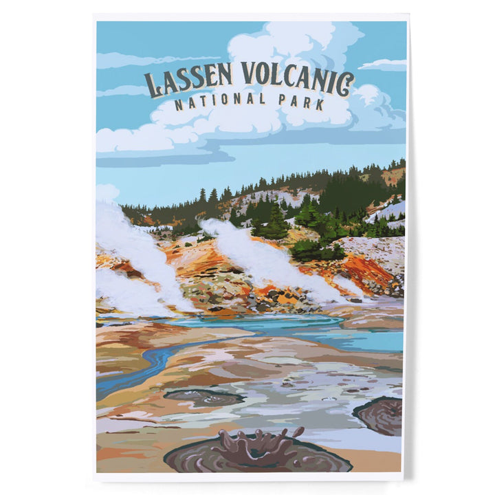 Lassen Volcanic National Park, California, Painterly National Park Series, Art & Giclee Prints - Lantern Press