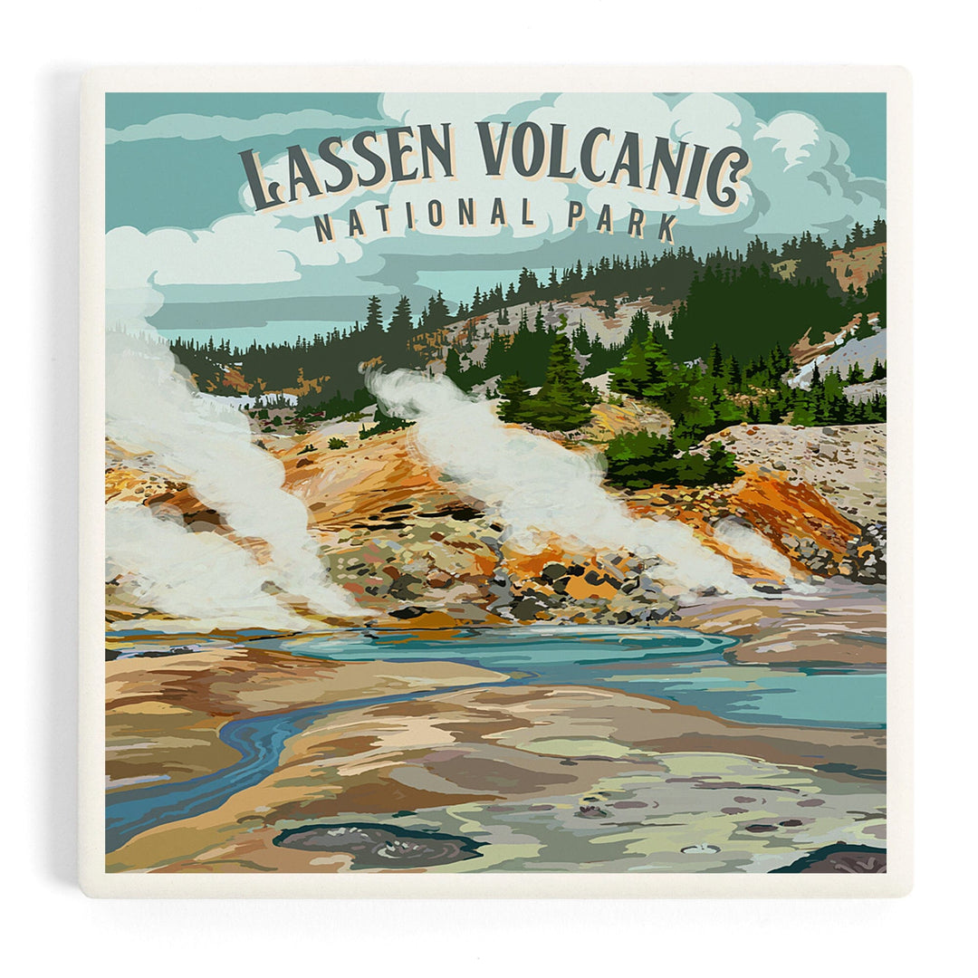 Lassen Volcanic National Park, California, Painterly National Park Series, Coasters Coasters Lantern Press 