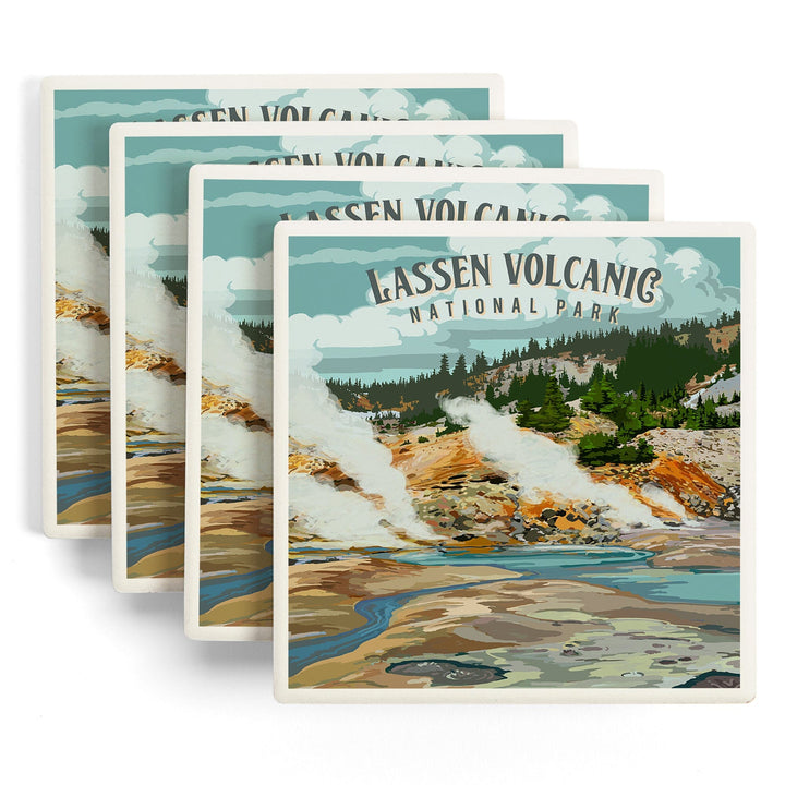 Lassen Volcanic National Park, California, Painterly National Park Series, Coasters Coasters Lantern Press 