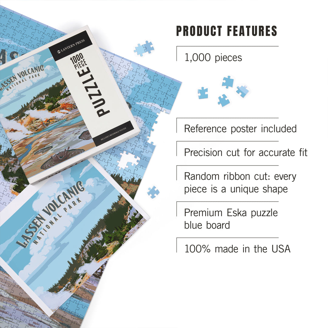 Lassen Volcanic National Park, California, Painterly National Park Series, Jigsaw Puzzle Puzzle Lantern Press 
