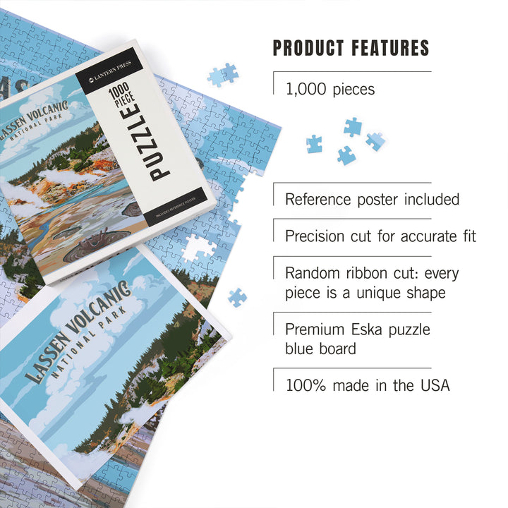 Lassen Volcanic National Park, California, Painterly National Park Series, Jigsaw Puzzle Puzzle Lantern Press 