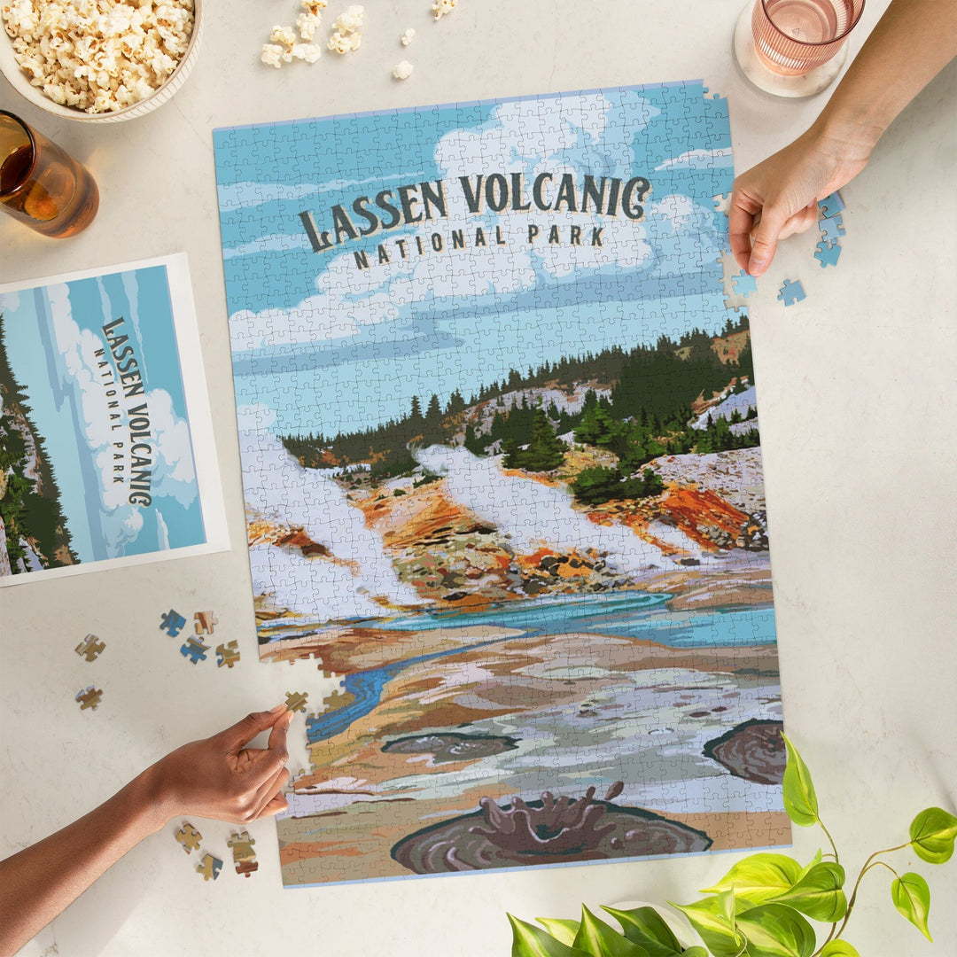 Lassen Volcanic National Park, California, Painterly National Park Series, Jigsaw Puzzle - Lantern Press