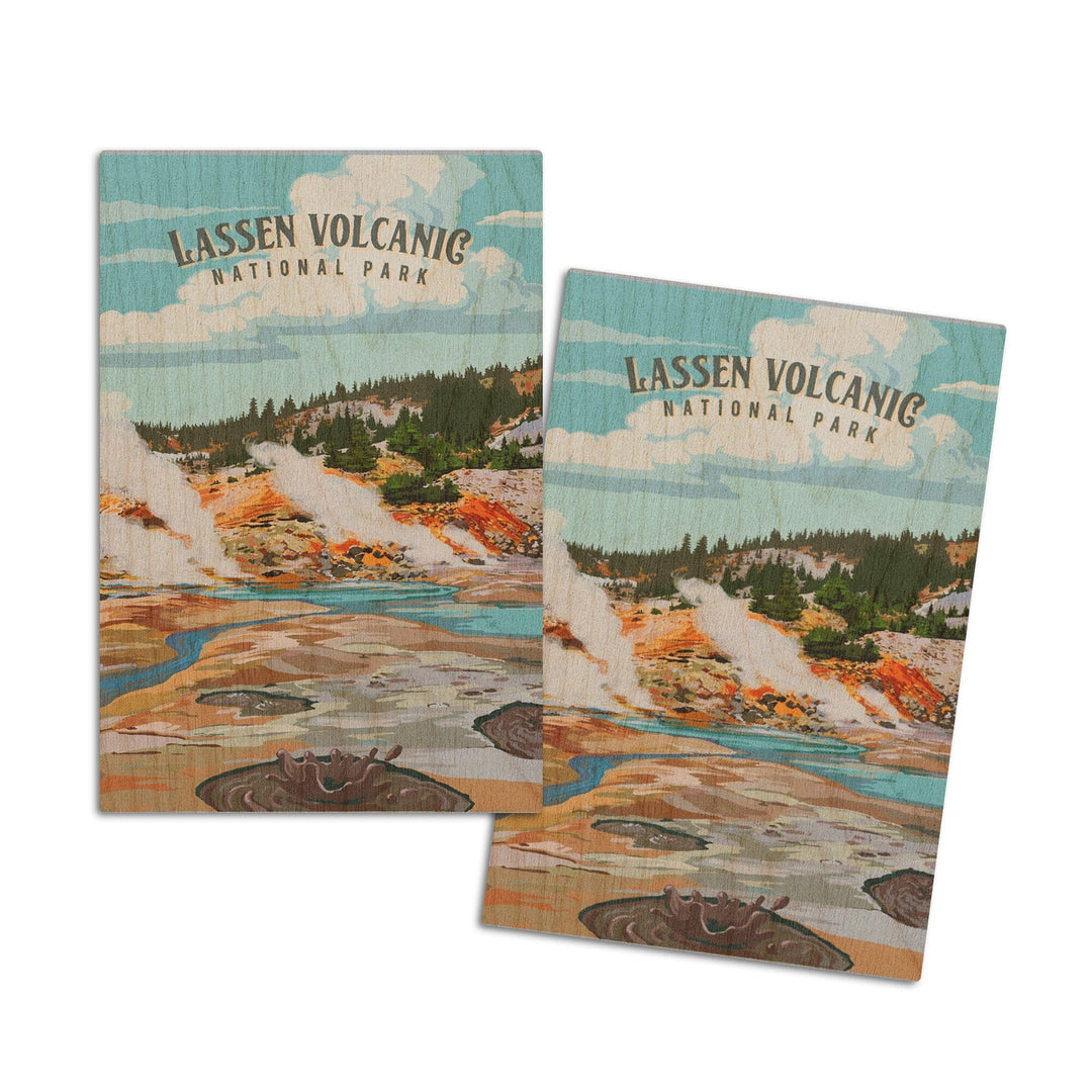 Lassen Volcanic National Park, California, Painterly National Park Series, Wood Signs and Postcards - Lantern Press