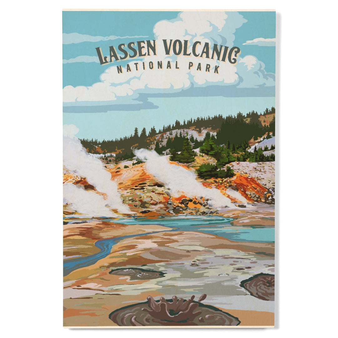 Lassen Volcanic National Park, California, Painterly National Park Series, Wood Signs and Postcards - Lantern Press