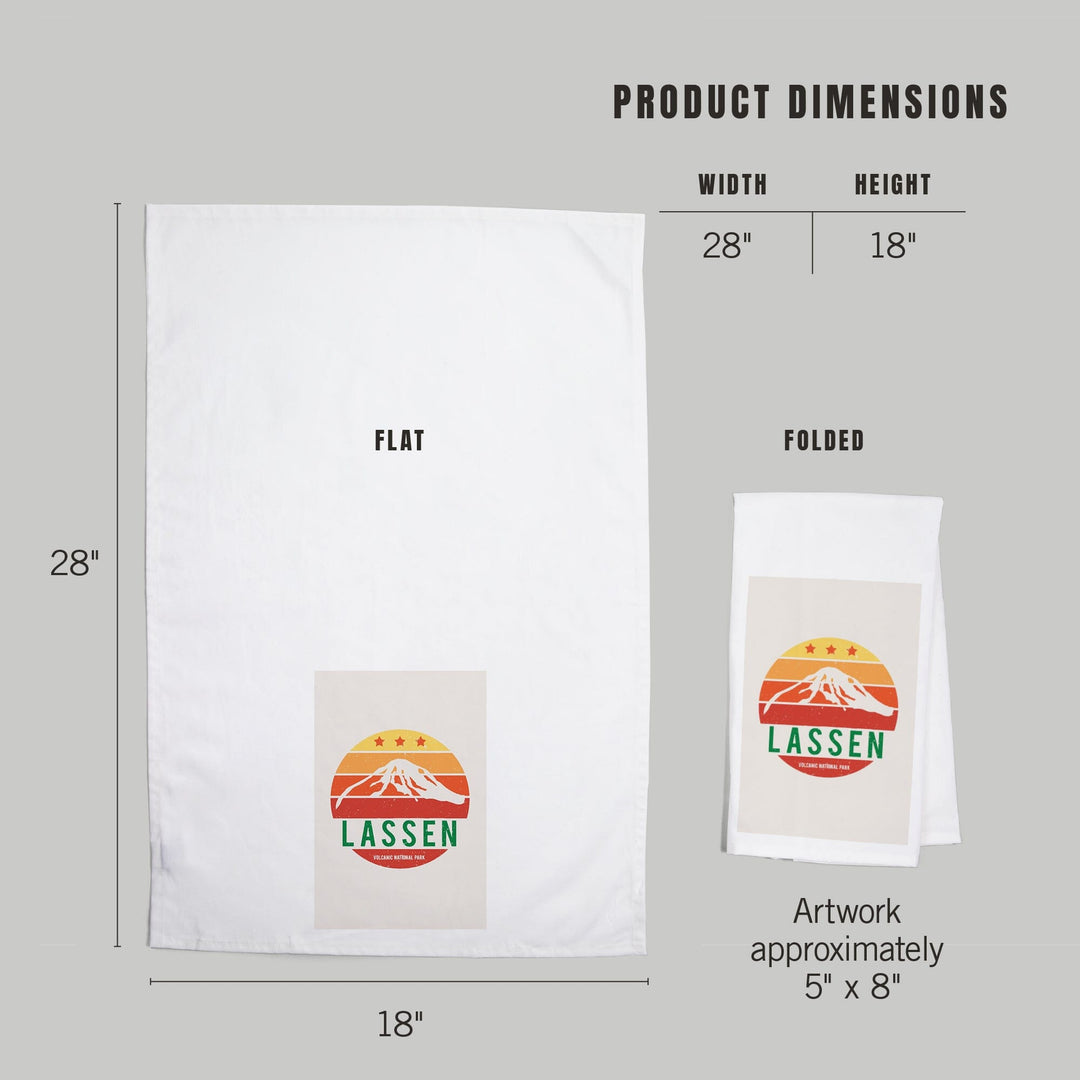Lassen Volcanic National Park, California, Sun and Mountain, Contour, Organic Cotton Kitchen Tea Towels Kitchen Lantern Press 