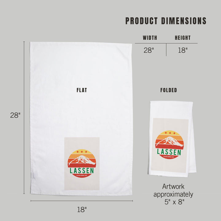 Lassen Volcanic National Park, California, Sun and Mountain, Contour, Organic Cotton Kitchen Tea Towels Kitchen Lantern Press 