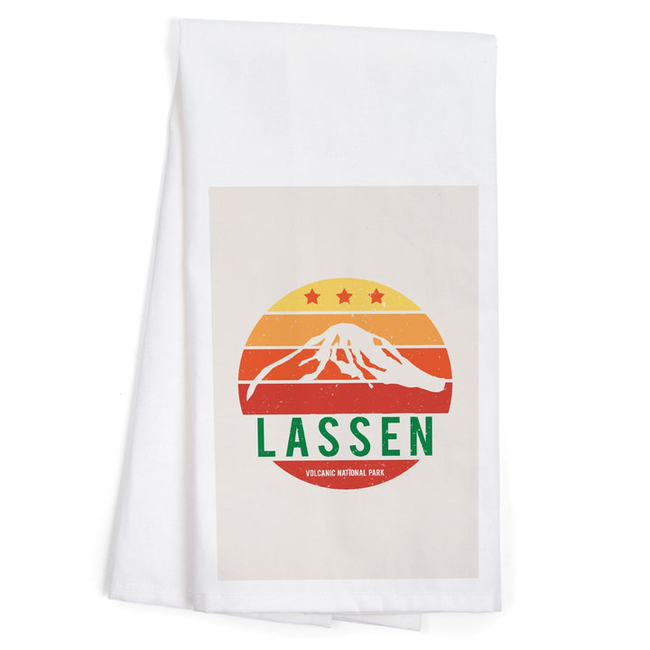 Lassen Volcanic National Park, California, Sun and Mountain, Contour, Organic Cotton Kitchen Tea Towels Kitchen Lantern Press 