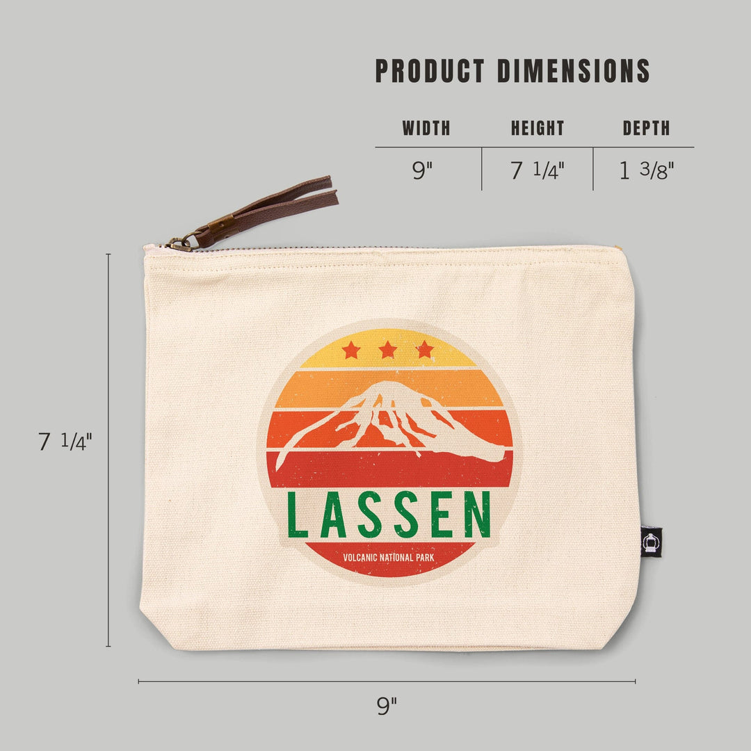 Lassen Volcanic National Park, California, Sun and Mountain,, Organic Cotton Zipper Pouch, Go Bag Go Bag Lantern Press 