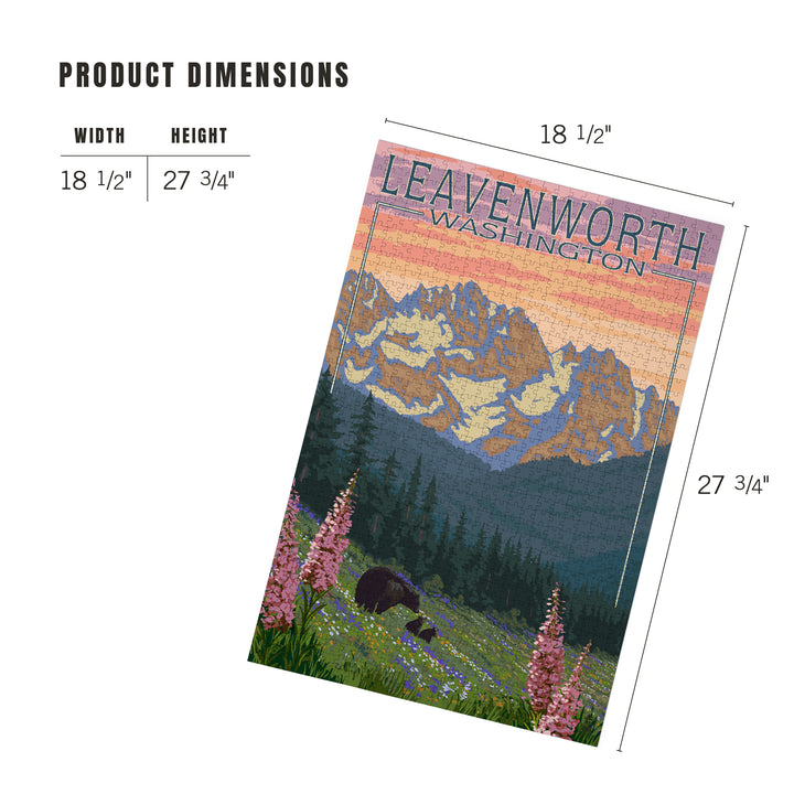 Leavenworth, Washington, Bear and Spring Flowers, Jigsaw Puzzle Puzzle Lantern Press 