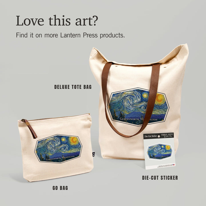 Leavenworth, Washington, Starry Night, Contour, Vinyl Sticker Sticker Lantern Press 