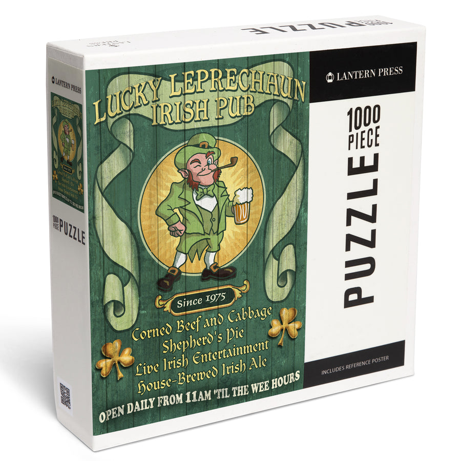 Leprechaun Irish Pub, Vintage Sign, Jigsaw Puzzle Puzzle Lantern Press 