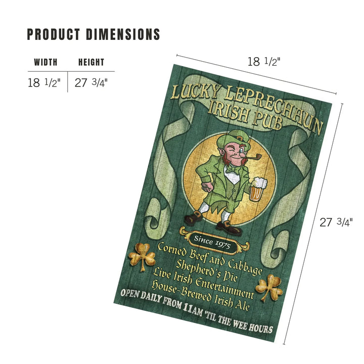 Leprechaun Irish Pub, Vintage Sign, Jigsaw Puzzle Puzzle Lantern Press 