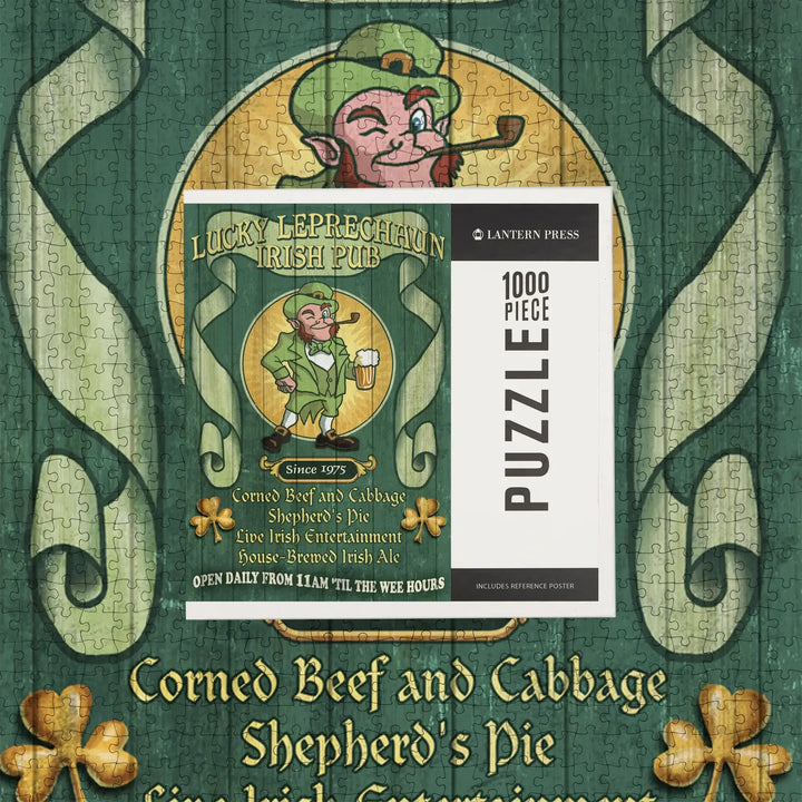 Leprechaun Irish Pub, Vintage Sign, Jigsaw Puzzle Puzzle Lantern Press 