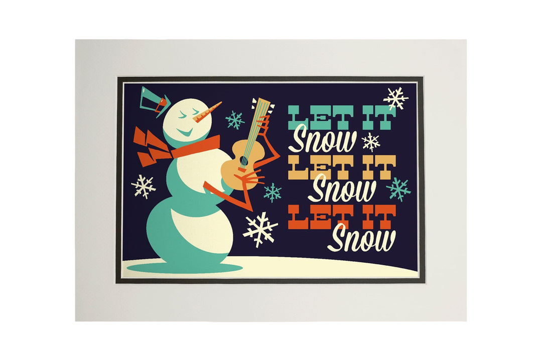 Let it Snow Snowman, Retro Christmas, Art & Giclee Prints Art Lantern Press 11 x 14 Matted Art Print 