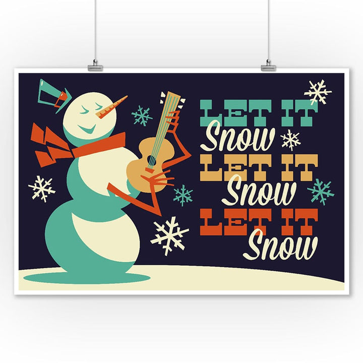 Let it Snow Snowman, Retro Christmas, Art & Giclee Prints Art Lantern Press 12 x 18 Art Print 