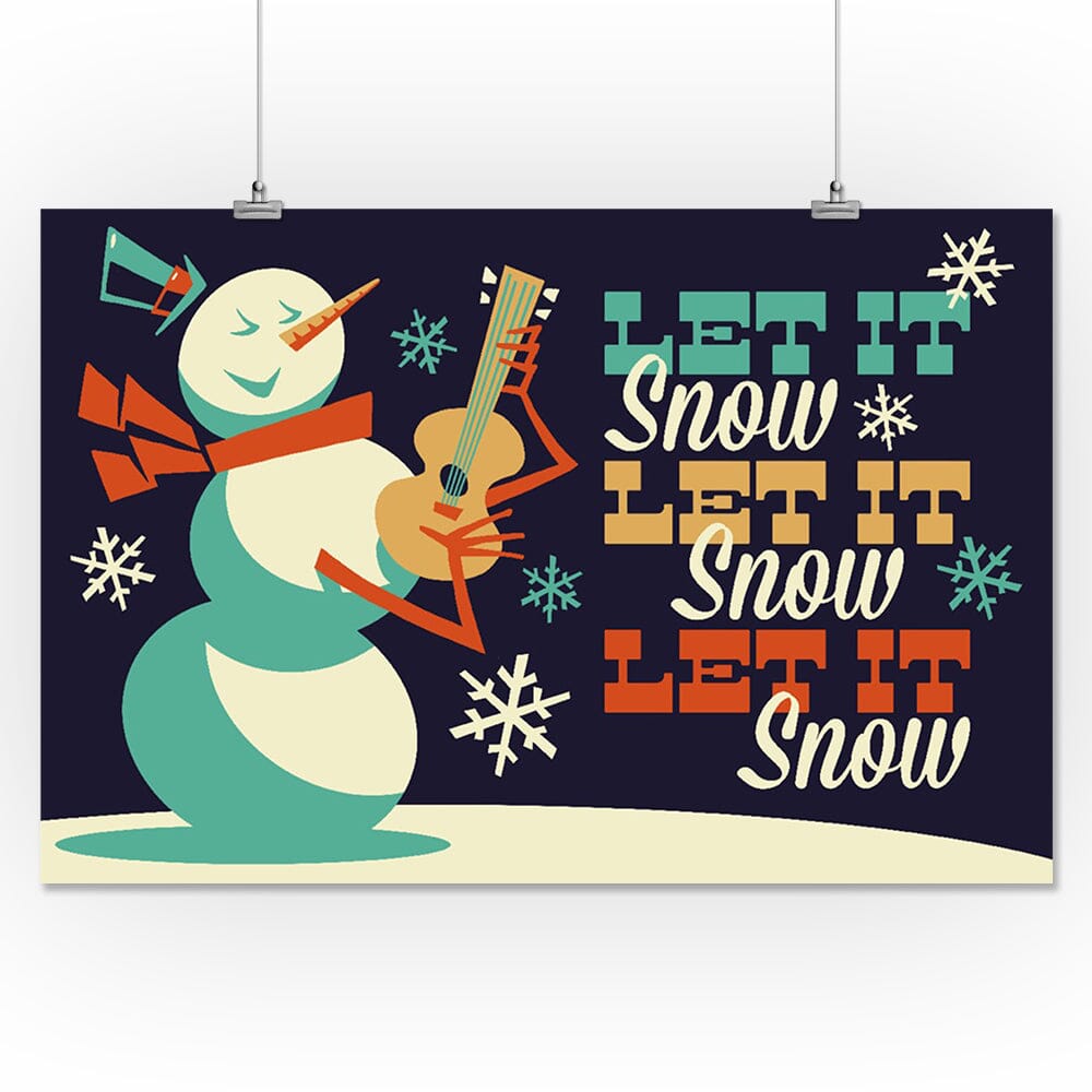 Let it Snow Snowman, Retro Christmas, Art & Giclee Prints Art Lantern Press 16 x 24 Giclee Print 