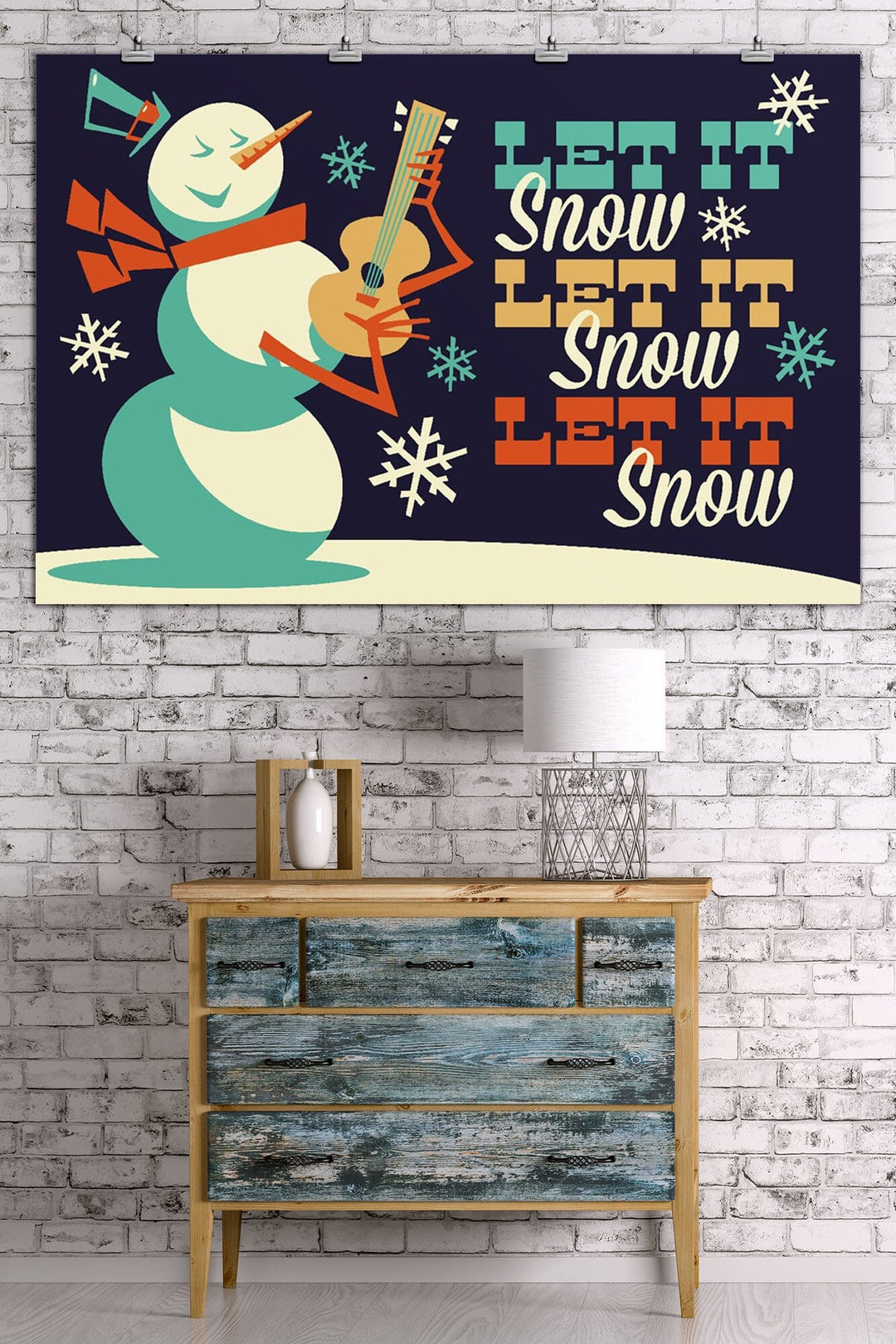 Let it Snow Snowman, Retro Christmas, Art & Giclee Prints Art Lantern Press 36 x 54 Giclee Print 