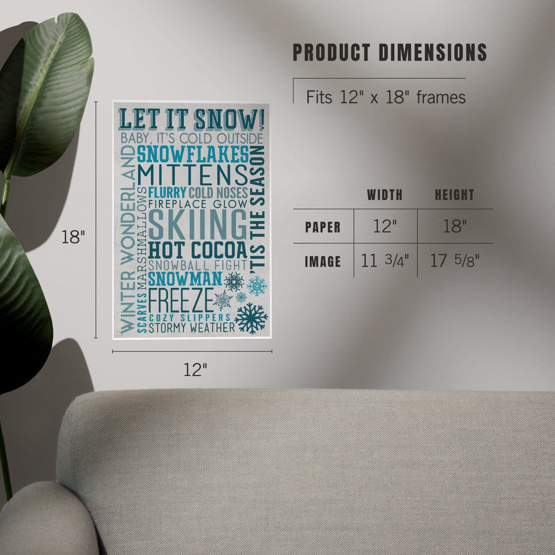 Let It Snow Typography, Art & Giclee Prints - Lantern Press