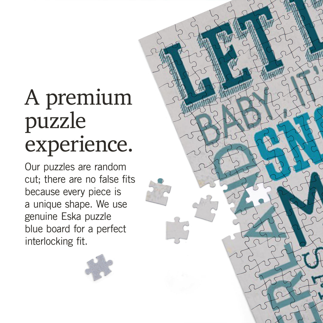 Let It Snow Typography, Jigsaw Puzzle Puzzle Lantern Press 