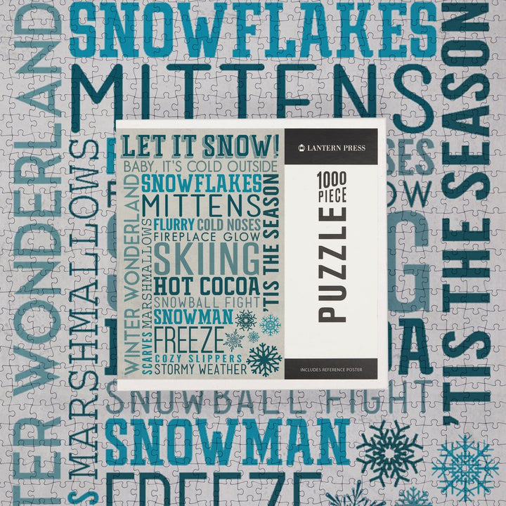 Let It Snow Typography, Jigsaw Puzzle Puzzle Lantern Press 
