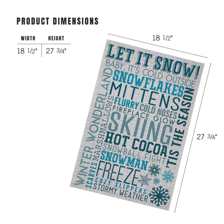 Let It Snow Typography, Jigsaw Puzzle Puzzle Lantern Press 