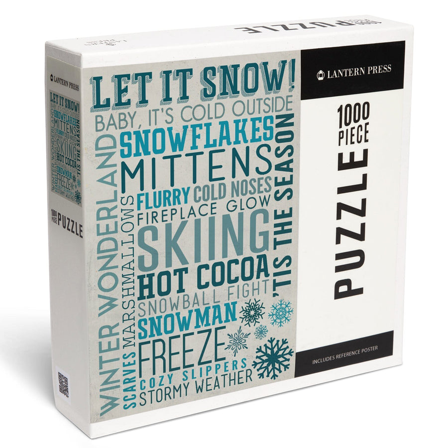 Let It Snow Typography, Jigsaw Puzzle Puzzle Lantern Press 