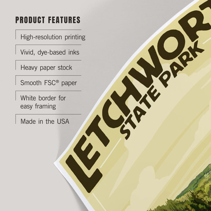Letchworth State Park, New York, Middle Falls, Grand Canyon of the East, Art & Giclee Prints Art Lantern Press 