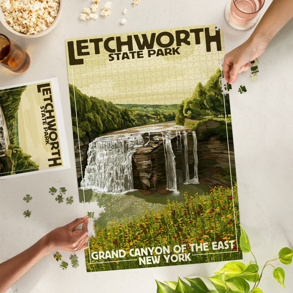 Letchworth State Park, New York, Middle Falls, Grand Canyon of the East, Jigsaw Puzzle Puzzle Lantern Press 