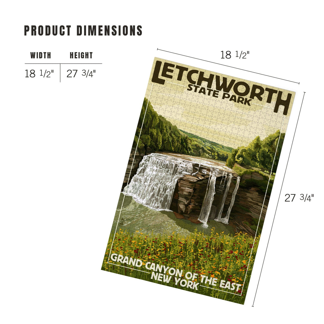 Letchworth State Park, New York, Middle Falls, Grand Canyon of the East, Jigsaw Puzzle Puzzle Lantern Press 